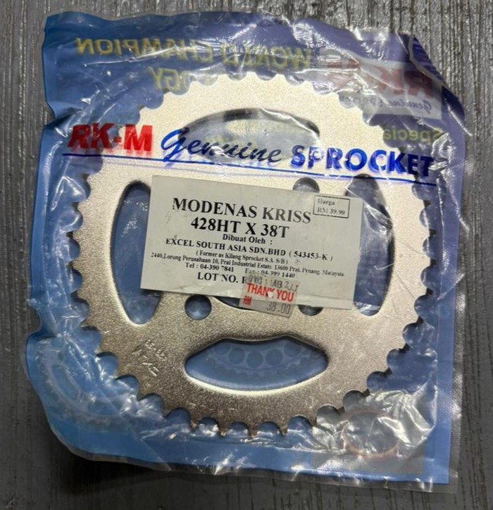 RK-M Modenas Kriss 38T 428HT motorcycle sprocket